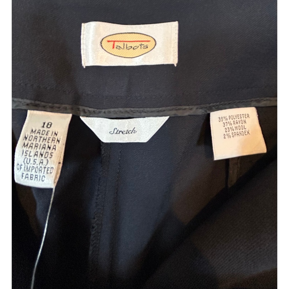 NWT Talbots Womens‎ Navy Blue Wool Blend Wide Leg Flat Front Dress Pants Size 18